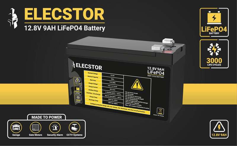 Elecstor 12 V 9 A Lifepo4 Battery 3000 Cycles