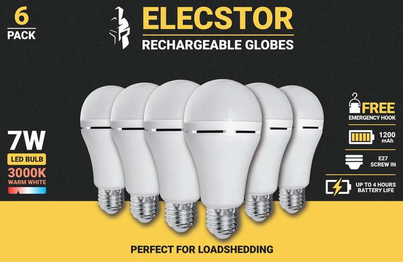 Elecstor E27 7 W Rechargeable Warm White 6 Pack