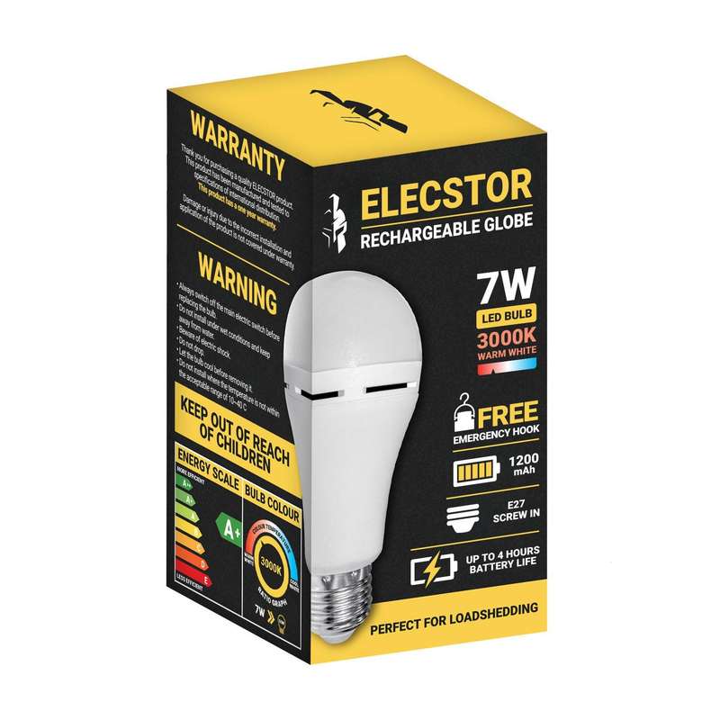 Elecstor E27 7 W Rechargeable Warm White