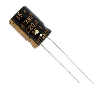 Electrolytic Capacitor Radial 220u F 35 V Ht 10x16 P=5 Exr221 M35 B 10x16