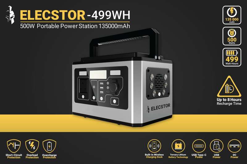 Elecstor 500 W Portable Power Station 135000m Ah 499