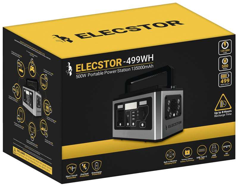 Elecstor 500 W Portable Power Station 135000m Ah 499