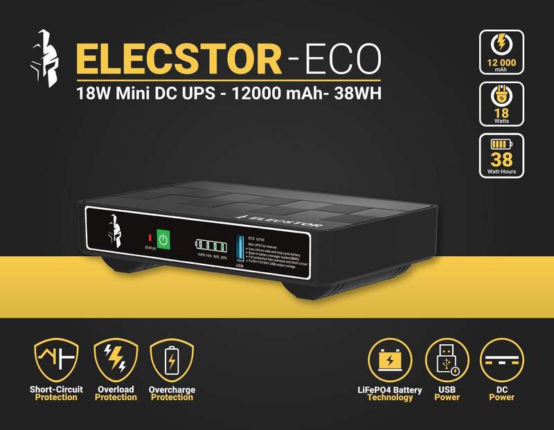 Elecstor 18 W Mini Ups 12000m Ah 38 Wh
