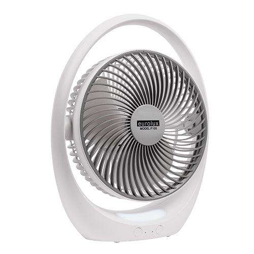 Rechargeable Led Table Fan White & Grey