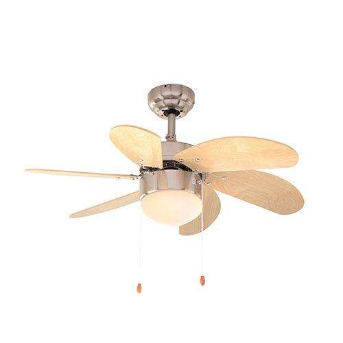 Turbo Swirl Ceiling Fan 6 Blades Natural Wood Motor Power 50w