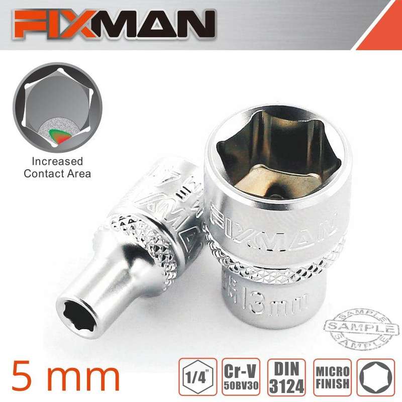Fixman 1/4' Drive Hex Socket 5 Mm