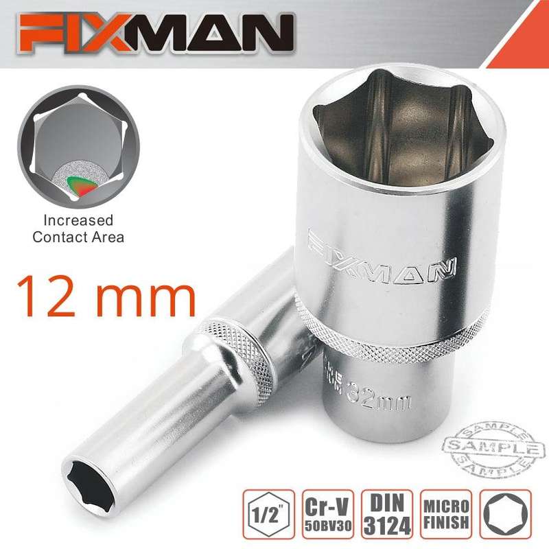 Fixman 1/2' Dr Deep Socket 12 Mm