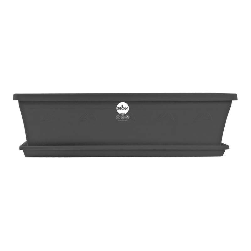 Sebor Sill Planter & Saucer Set 50 Cm Charcoal