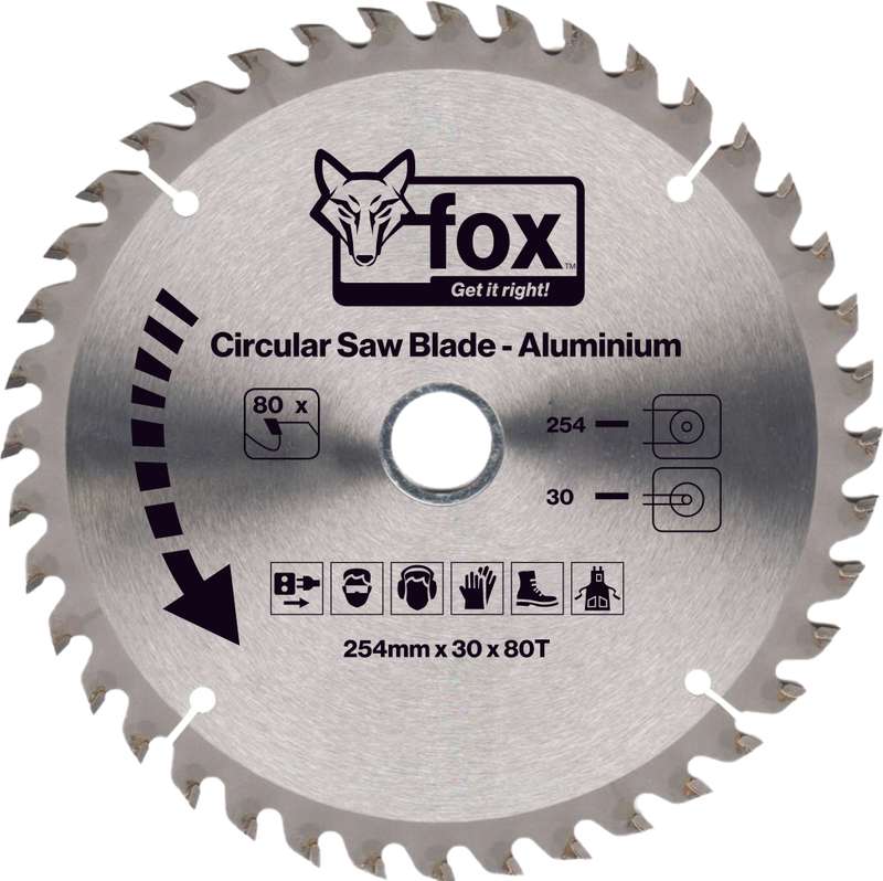 Fox Circular Saw Blade Alum254 X30 X80 Txxx