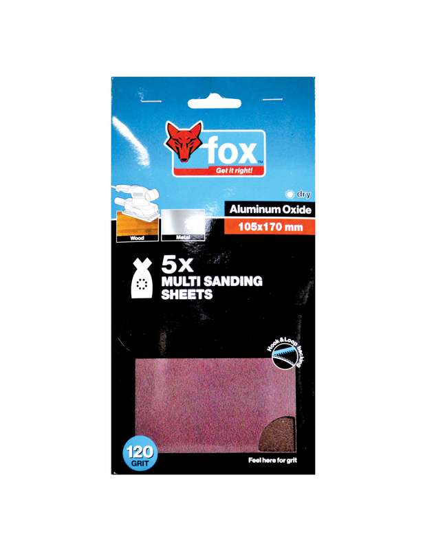 Abr Fox Multi Sanding Sheets P120 P/5 Xxx