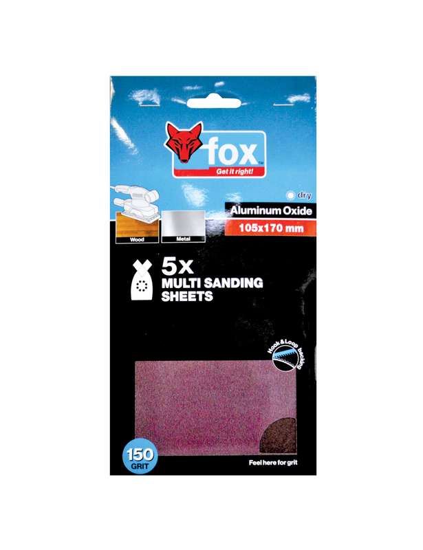 Abr Fox Multi Sanding Sheets P150 P/5 Xxx