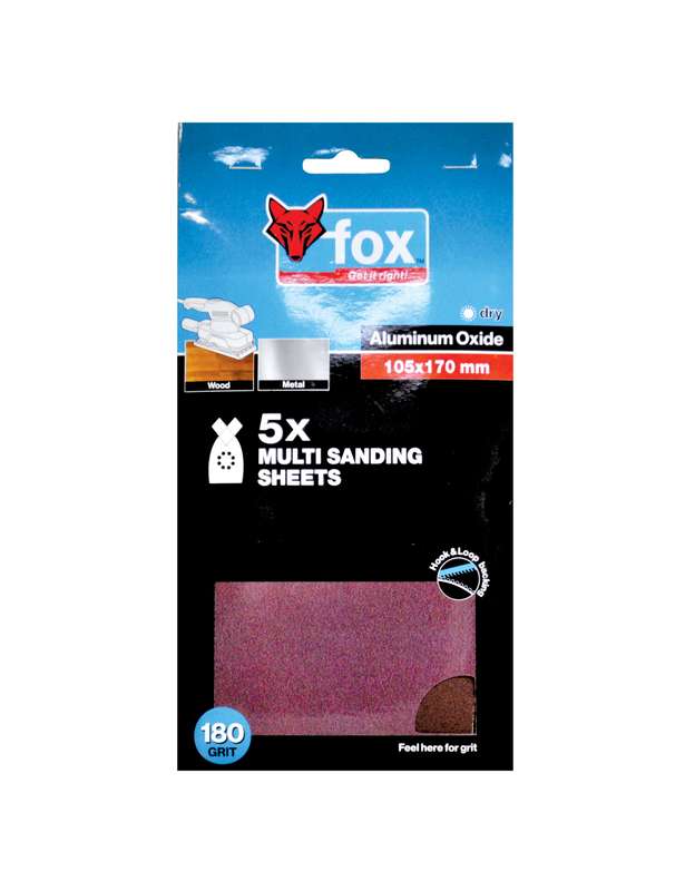 Abr Fox Multi Sanding Sheets P180 P/5 Xxx