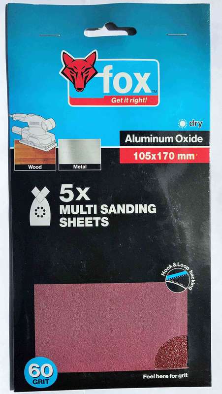 Abr Fox Multi Sanding Sheets P60 P/5 Xxx