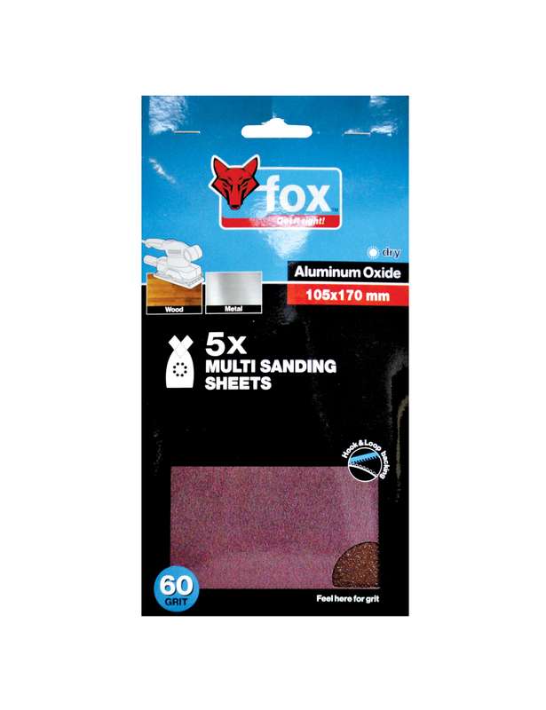 Abr Fox Multi Sanding Sheets P60 P/5 Xxx