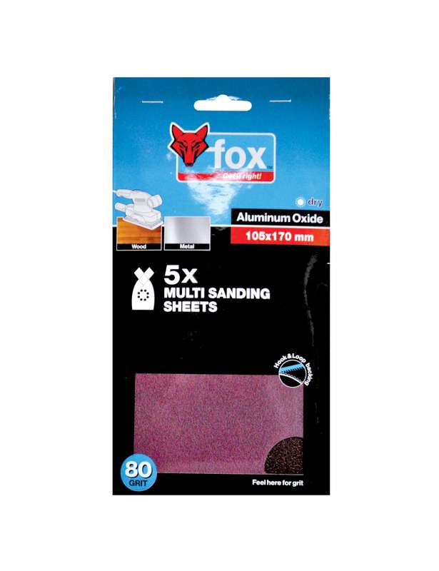 Abr Fox Multi Sanding Sheets P80 P/5 Xxx