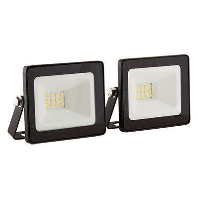 Led 10w Floodlight Black 4000 K Twin Pack