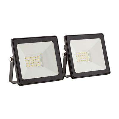 Led 20w Floodlight Black 4000 K Twin Pack
