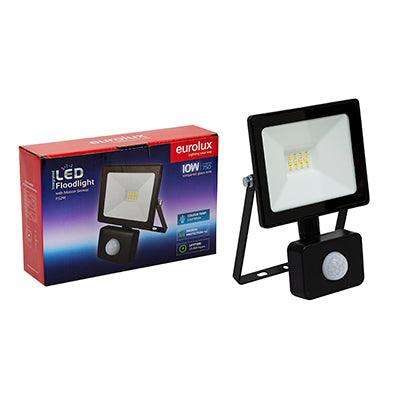 Led 10w Floodlight Black 4000 K With Sensor Box