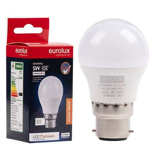 Golfball Premium 5w Led B22 3000 K Dimmable N