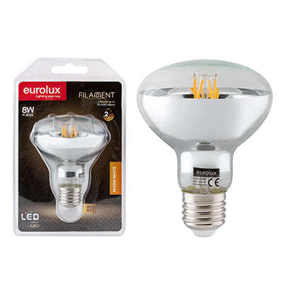 ***Reflector R80 Filament Classic 8w Led E27 2800 K