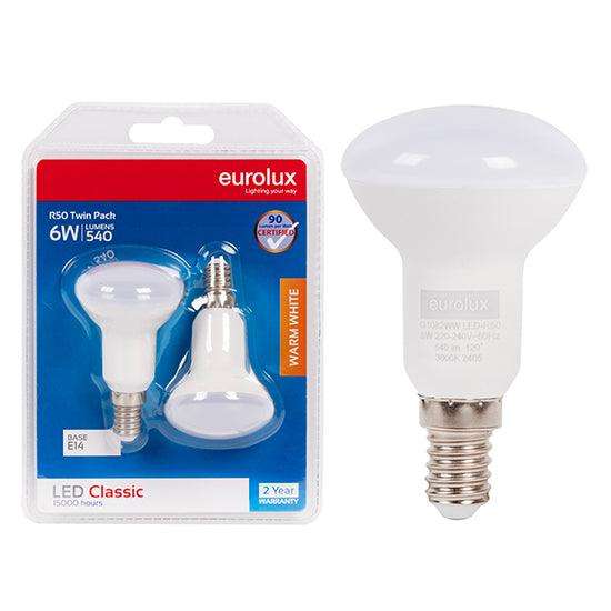 Reflector R50 Classic 6w Led E14 3000 K Twin Pack Box N