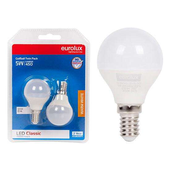 Golfball Classic 5w Led E14 3000 K Twin Pack Box N