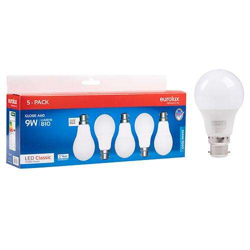 A60 Classic 9w Led B22 4000 K 5 Pack N