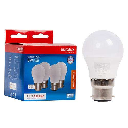 Golfball Classic 5w Led B22 3000 K 4 Pack N