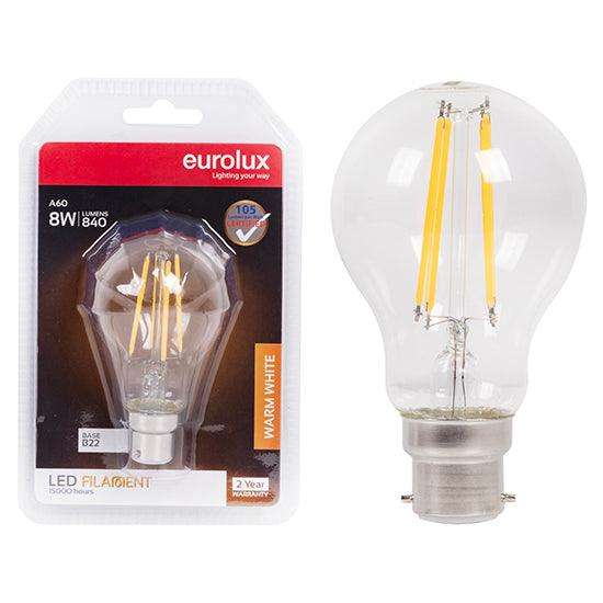 A60 Filament Clear 8w Led B22 3000 K Blister N