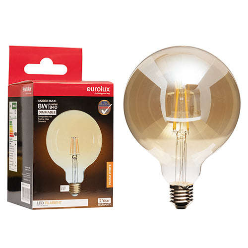 Maxi Globe G95 Filament Amber 8w Led E27 2700 K Dimmable