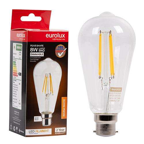 Pear Filament St64 8w Led B22 3000 K Dimmable