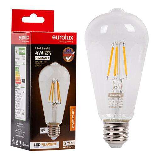 Pear Filament 4w Led E27 3000 K Dimmable
