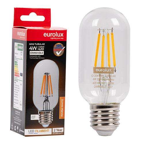 Mini Tubular Filament 4w Led E27 3000 K Dimmable
