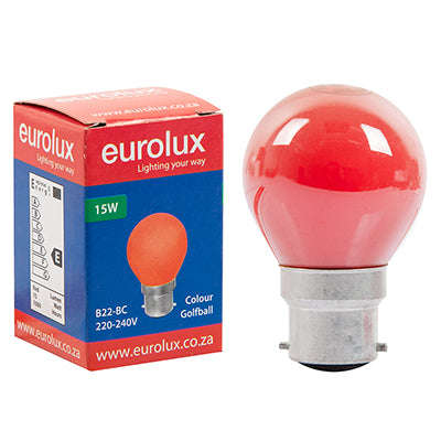 ***Golfball Coloured 15w B22 Red