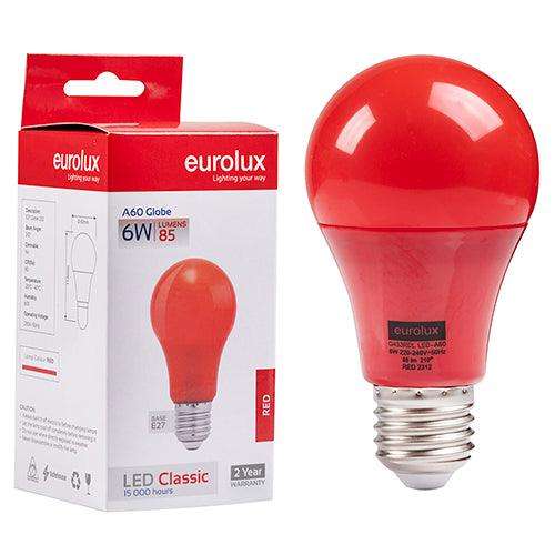 A60 Coloured Classic 6w Led E27 Red N