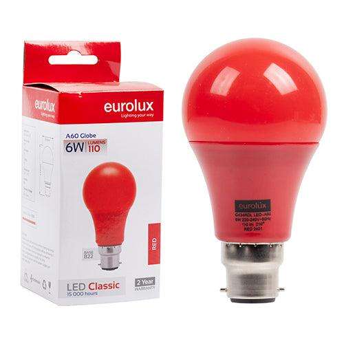 A60 Coloured Classic 6w Led B22 Red N