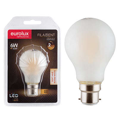 ***A60 Filament Soft Hue 6w Led B22 2900 K