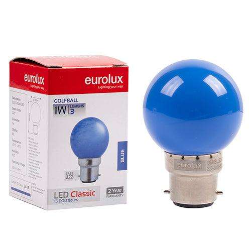 Golfball Coloured Classic 1w Led B22 Blue N