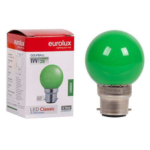 Golfball Coloured Classic 1w Led B22 Green N