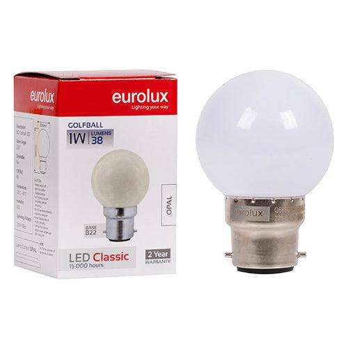 Golfball Coloured Classic 1w Led B22 6500 K Opal N