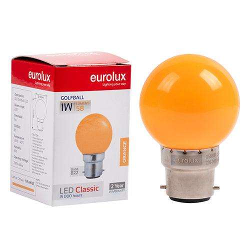 Golfball Coloured Classic 1w Led B22 Orange N