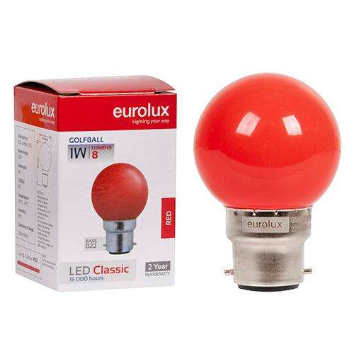 Golfball Coloured Classic 1w Led B22 Red N