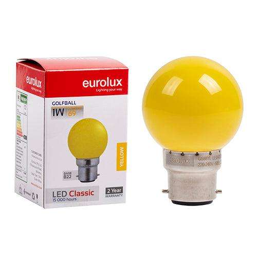 Golfball Coloured Classic 1w Led B22 Yellow N