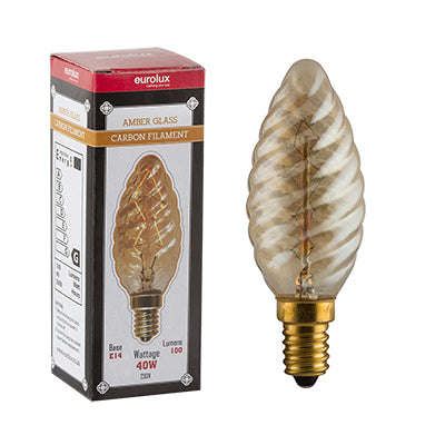 ***Amber Cb Filament Zig Zag Spiral Candle E14 40w