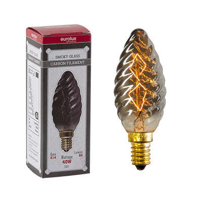 ***Smokey Cb Filament Zig Zag Spiral Candle E14 40w