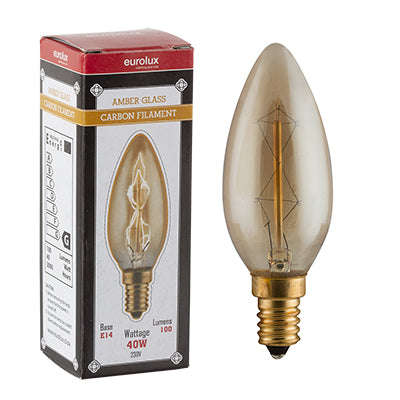 ***Amber Cb Filament Zig Zag Candle E14 40w
