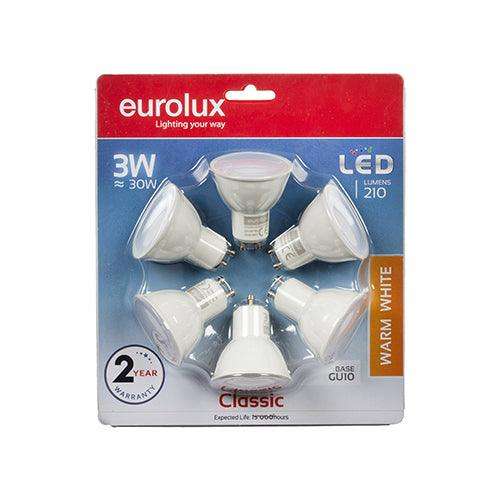 Gu10 Classic Frosted Lens 3w Led 3000 K 6 Pack N