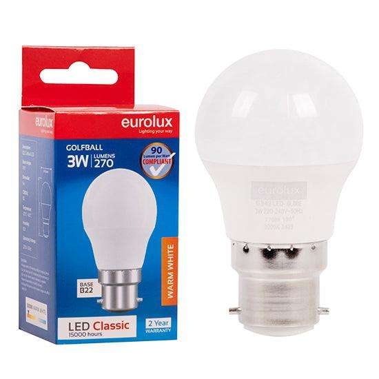 Golfball Classic 3w Led B22 3000 K N