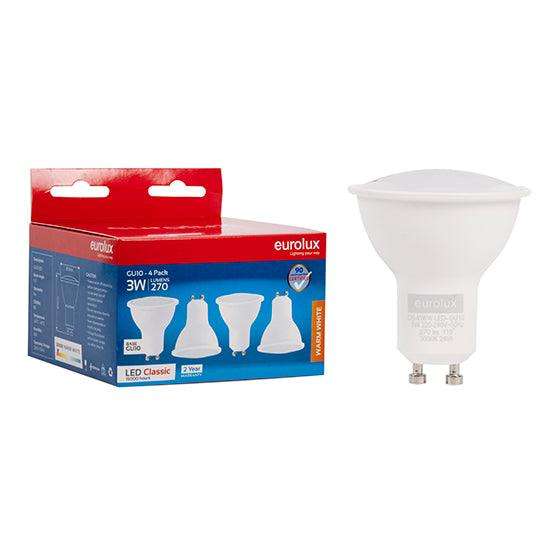 Gu10 Classic Frosted Lens 3w Led 3000 K 4 Pack N