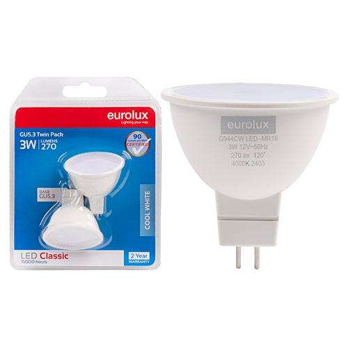 Mr16 Classic Frosted Lens 3w Led Gu5.3 4000 K Twin Pack N